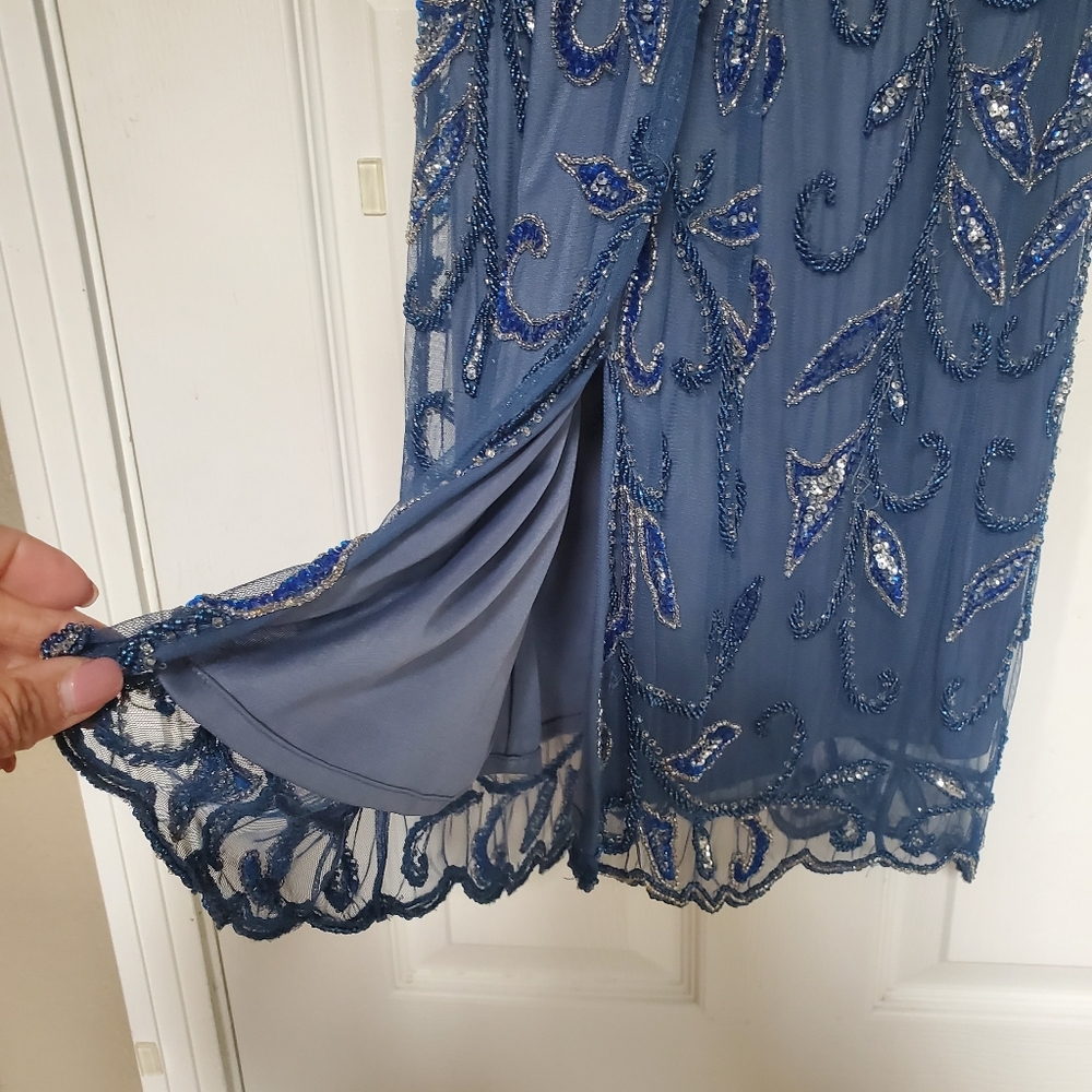 Pisarro Nights Blue Beaded Midi Dress - Picture 5 of 11